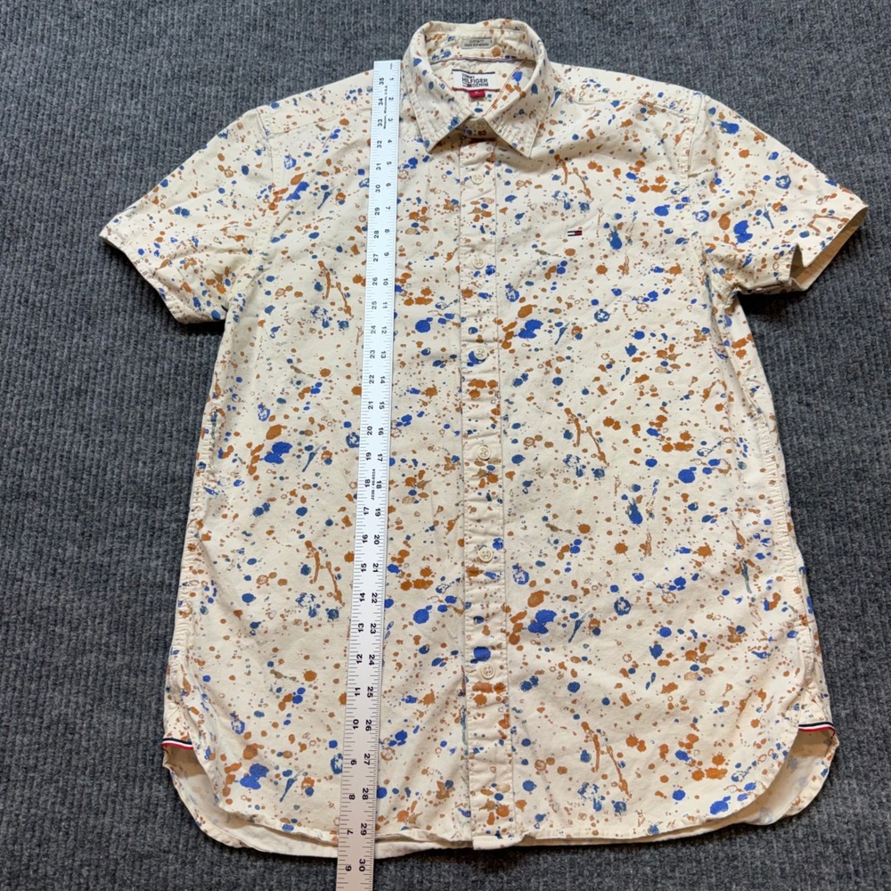 Tommy Hilfiger Denim Mens Medium Paint Splatter Short Sleeve Button Down Shirt - Picture 6 of 13